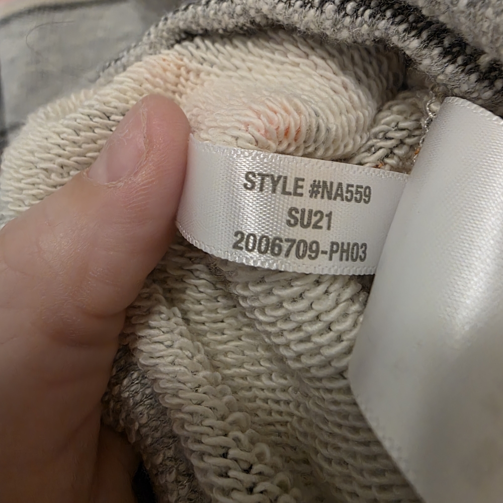 Striped Hooded Cropped Sweater - Gray with Coral Stripes - Picture 6 of 6